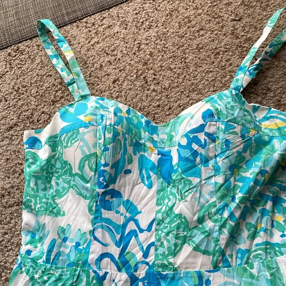 Lilly Pulitzer Floral Blue and Green mini dress size 2 - Picture 4 of 8